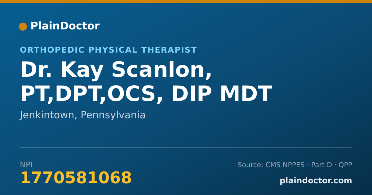 Shareable card for Kay Scanlon, PT,DPT,OCS, DIP MDT - Orthopedic Physical Therapist, Jenkintown, PA