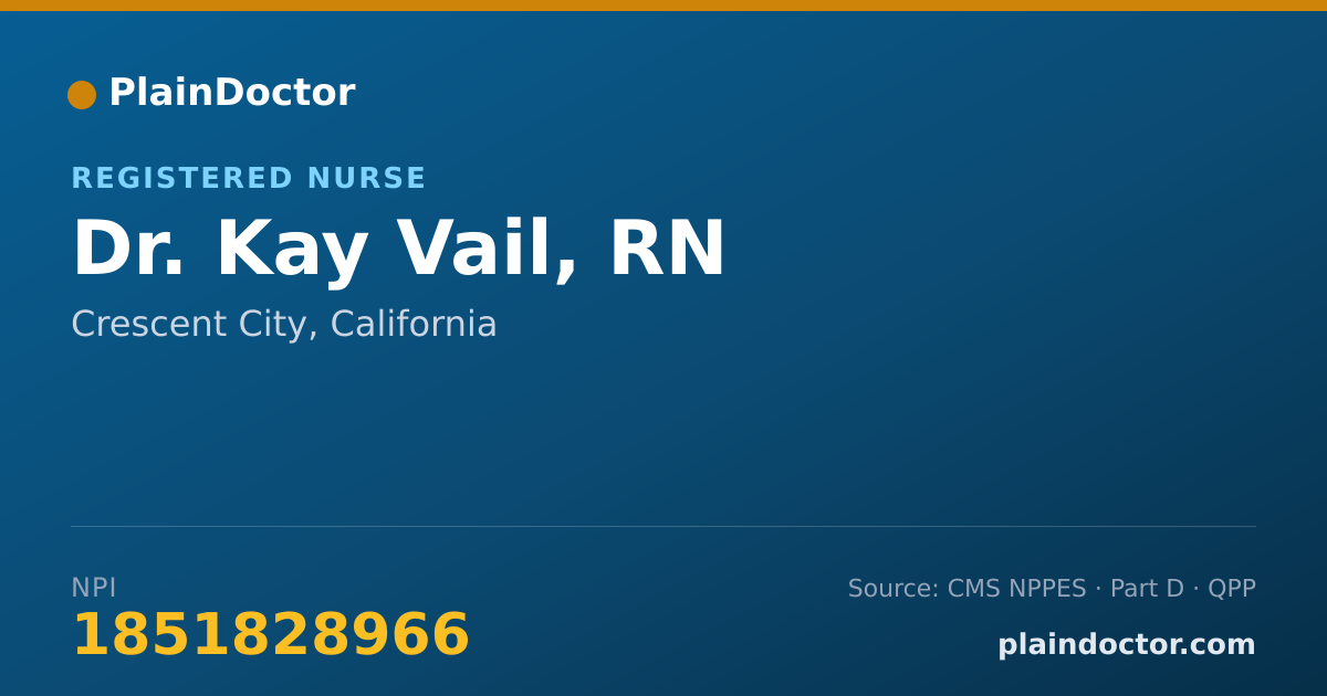 Shareable card for Kay Vail, RN - Registered Nurse, Crescent City, CA