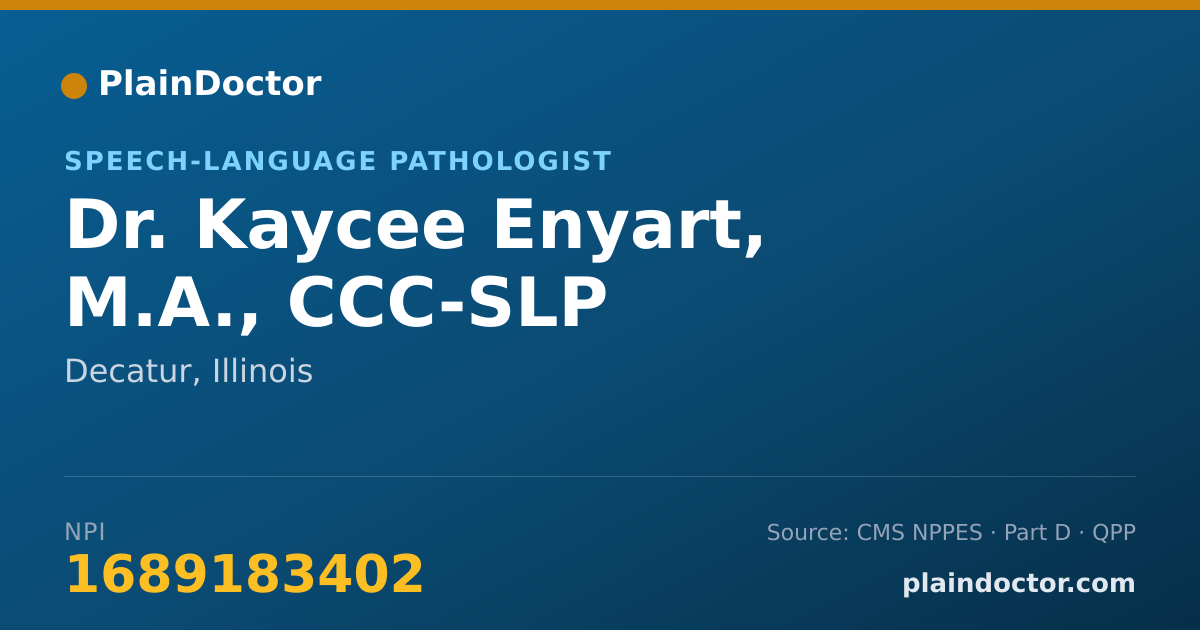 Shareable card for Kaycee Enyart, M.A., CCC-SLP - Speech-Language Pathologist, Decatur, IL