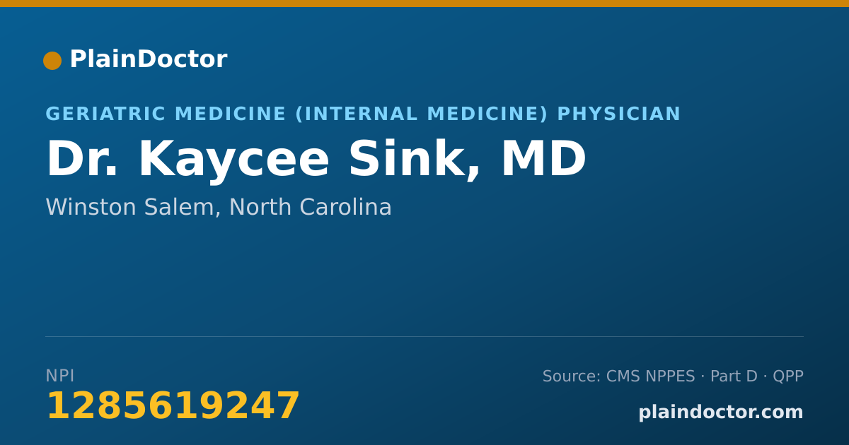 Shareable card for Kaycee Sink, MD - Geriatric Medicine (Internal Medicine) Physician, Winston Salem, NC