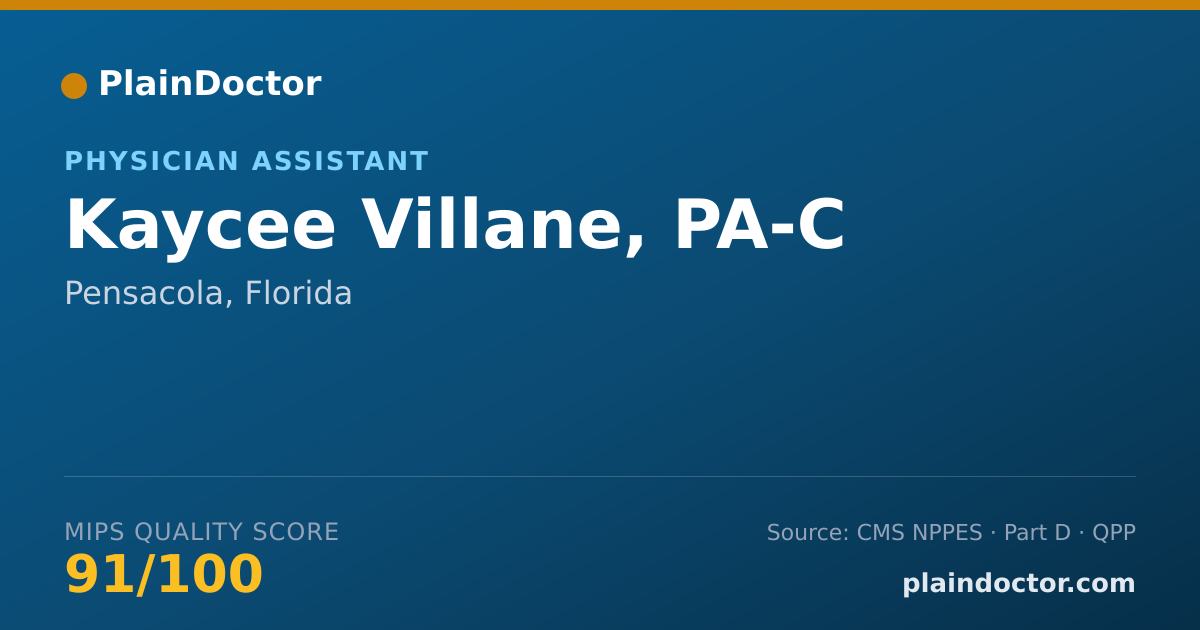 Shareable card for Kaycee Villane, PA-C - Physician Assistant, Pensacola, FL