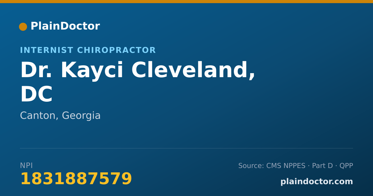 Shareable card for Kayci Cleveland, DC - Internist Chiropractor, Canton, GA