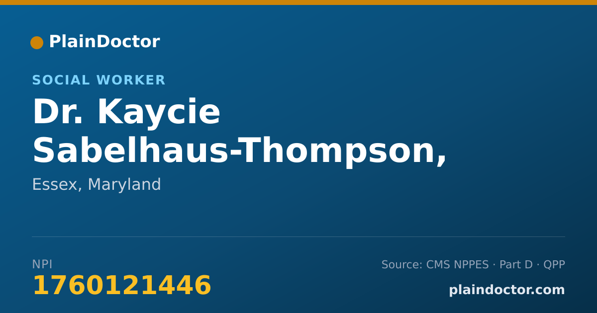 Shareable card for Kaycie Sabelhaus-Thompson, LMSW - Social Worker, Essex, MD