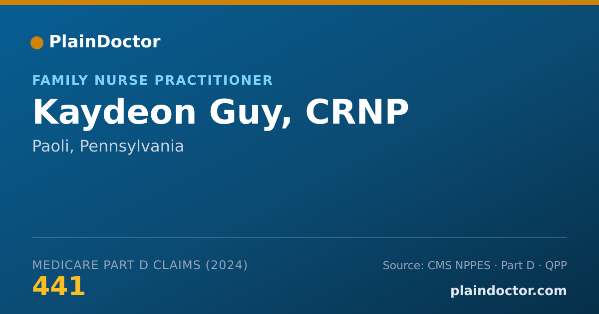 Shareable card for Kaydeon Guy, CRNP - Family Nurse Practitioner, Paoli, PA