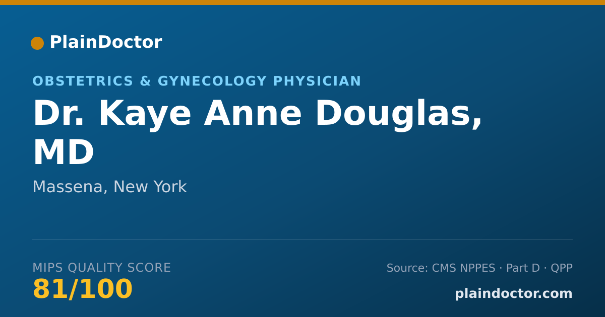Shareable card for Kaye Anne Douglas, MD - Obstetrics & Gynecology Physician, Massena, NY