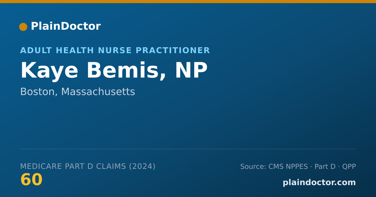 Shareable card for Kaye Bemis, NP - Adult Health Nurse Practitioner, Boston, MA