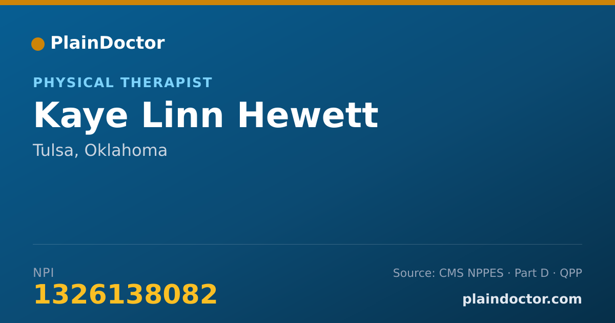Shareable card for Kaye Linn Hewett - Physical Therapist, Tulsa, OK