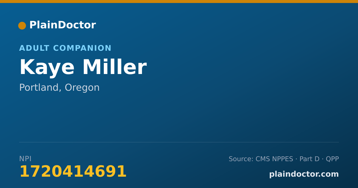 Shareable card for Kaye Miller - Adult Companion, Portland, OR