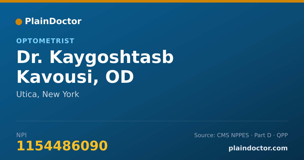 Shareable card for Kaygoshtasb Kavousi, OD - Optometrist, Utica, NY