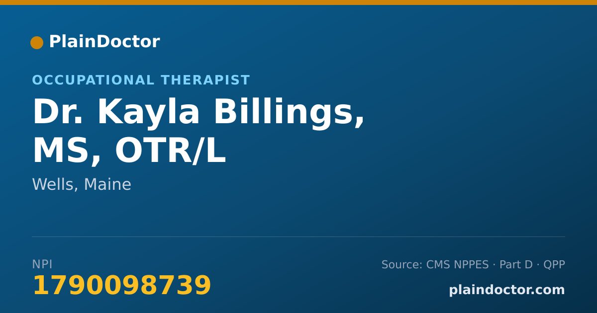 Shareable card for Kayla Billings, MS, OTR/L - Occupational Therapist, Wells, ME