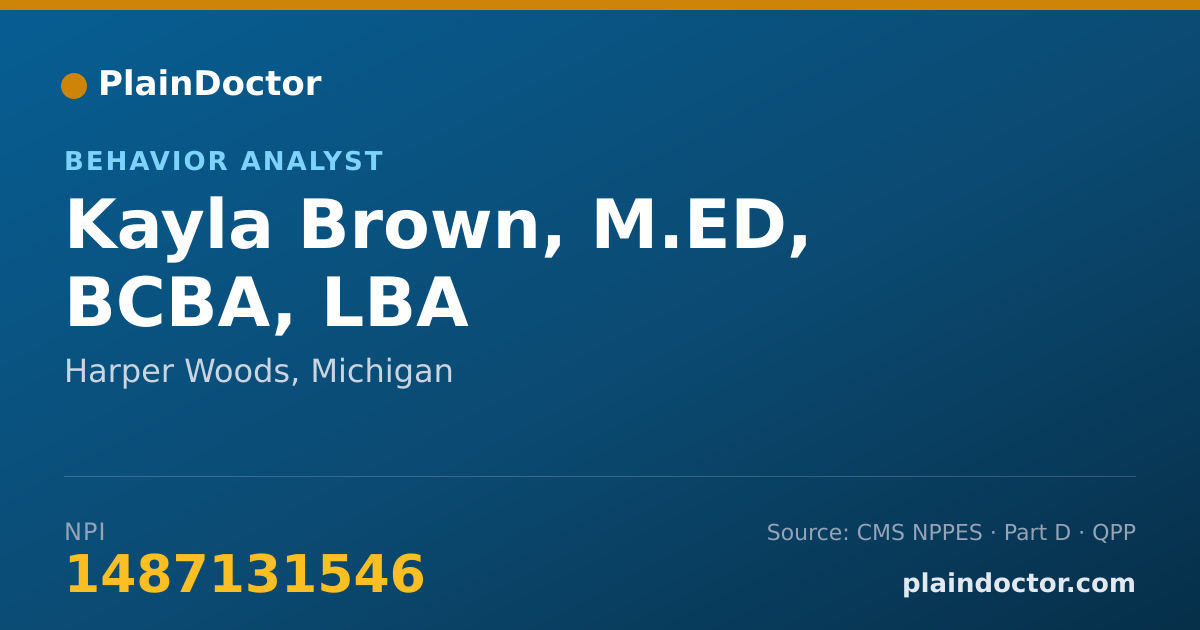 Shareable card for Kayla Brown, M.ED, BCBA, LBA - Behavior Analyst, Harper Woods, MI
