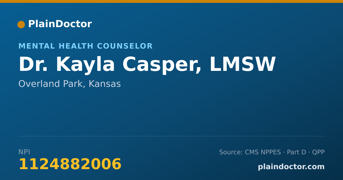 Shareable card for Kayla Casper, LMSW - Mental Health Counselor, Overland Park, KS