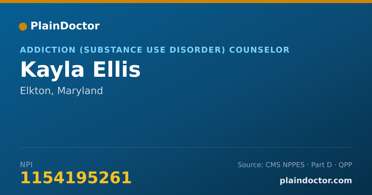 Shareable card for Kayla Ellis - Addiction (Substance Use Disorder) Counselor, Elkton, MD