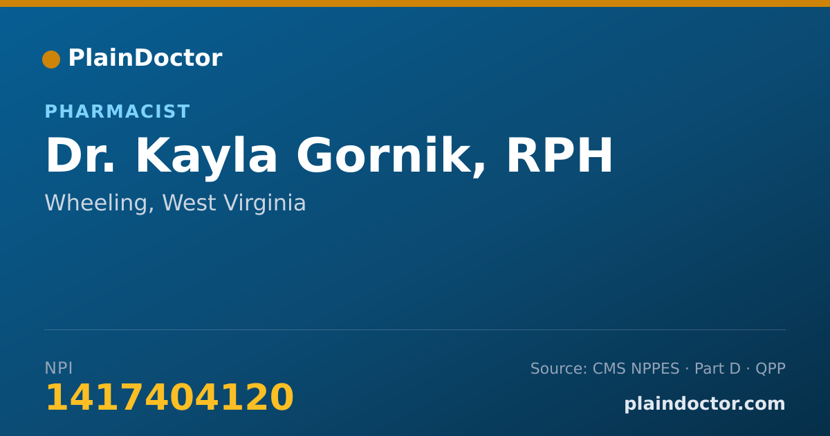 Shareable card for Kayla Gornik, RPH - Pharmacist, Wheeling, WV