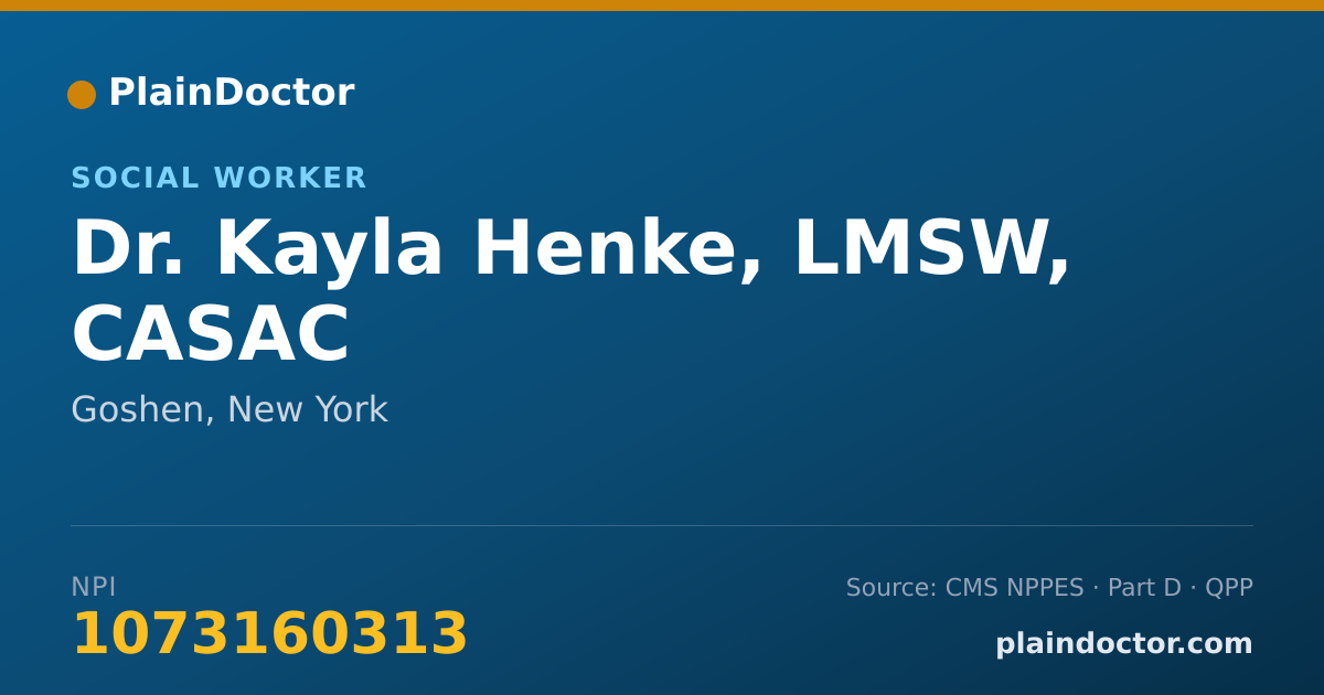 Shareable card for Kayla Henke, LMSW, CASAC - Social Worker, Goshen, NY