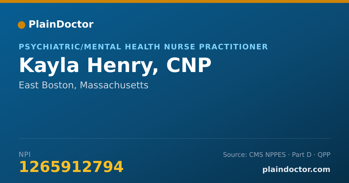 Shareable card for Kayla Henry, CNP - Psychiatric/Mental Health Nurse Practitioner, East Boston, MA