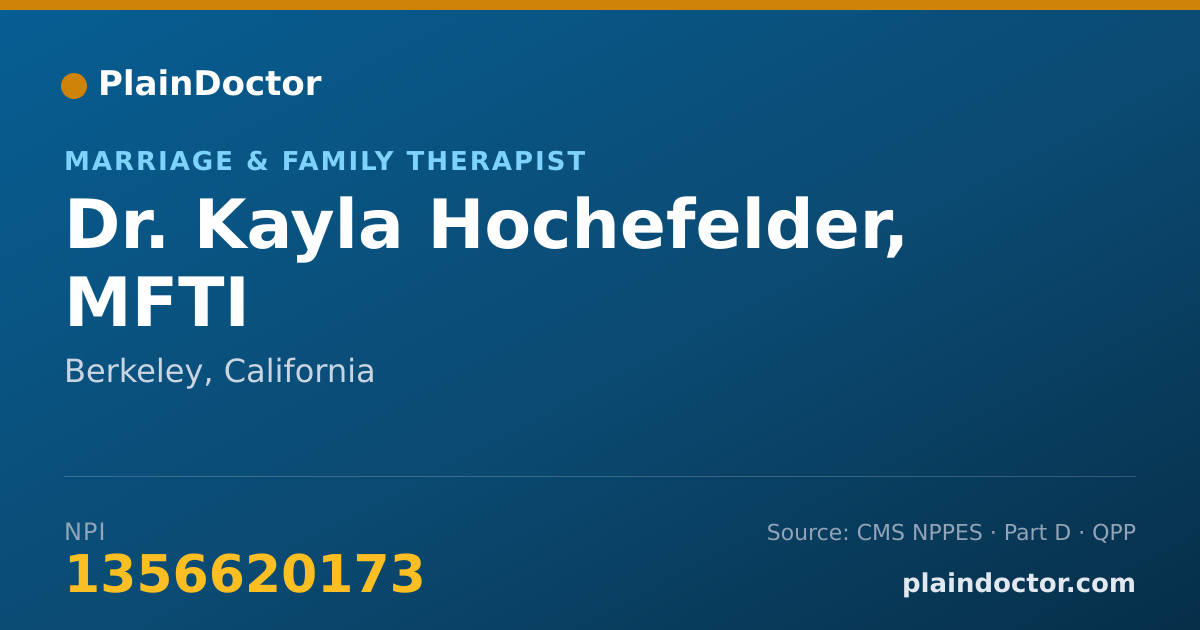 Shareable card for Kayla Hochefelder, MFTI - Marriage & Family Therapist, Berkeley, CA