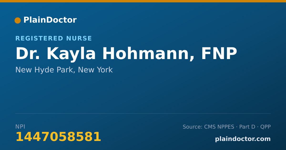 Shareable card for Kayla Hohmann, FNP - Registered Nurse, New Hyde Park, NY