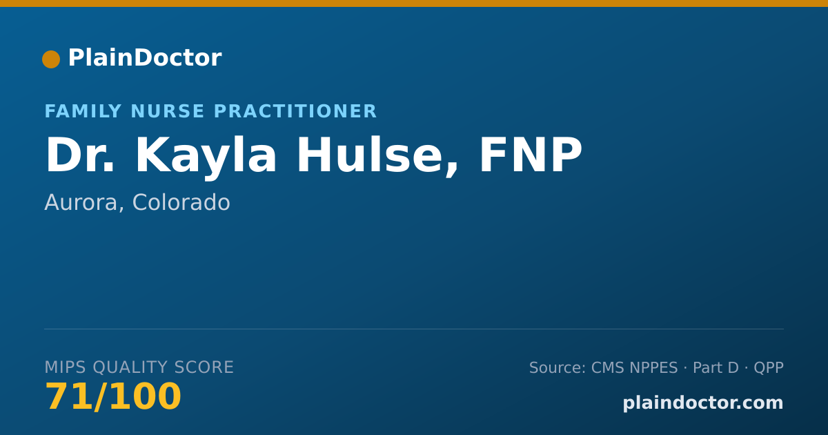 Shareable card for Kayla Hulse, FNP - Family Nurse Practitioner, Aurora, CO
