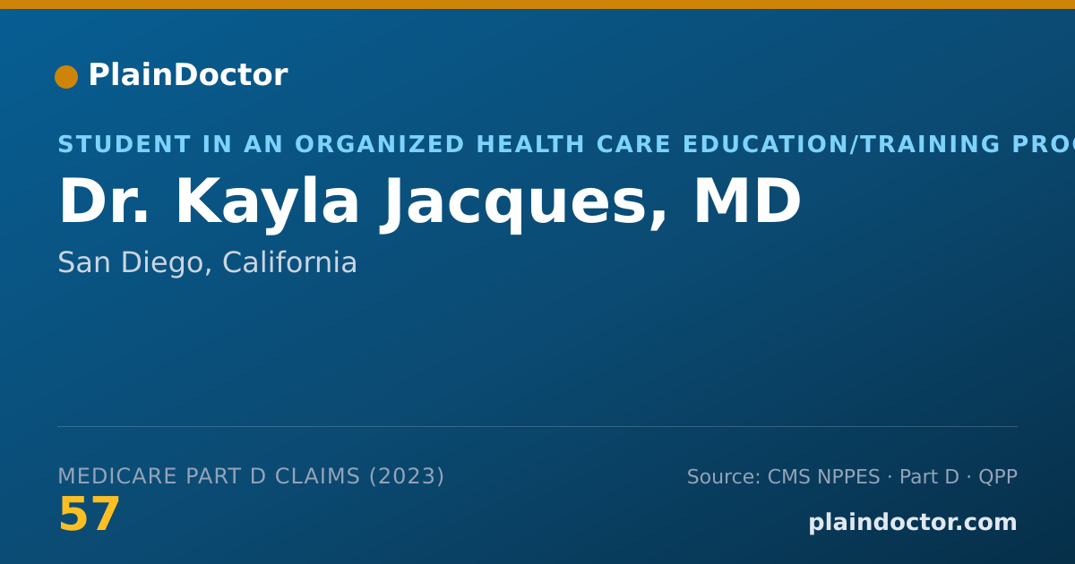 Shareable card for Kayla Jacques, MD - Student in an Organized Health Care Education/Training Program, San Diego, CA