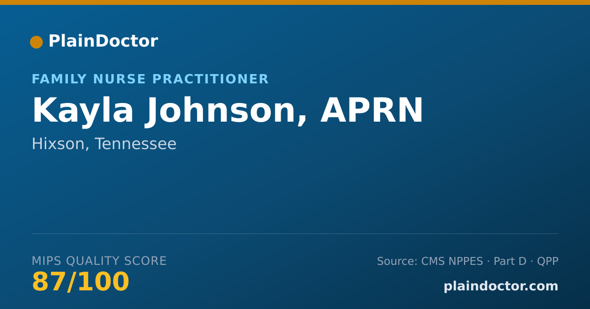 Shareable card for Kayla Johnson, APRN - Family Nurse Practitioner, Hixson, TN