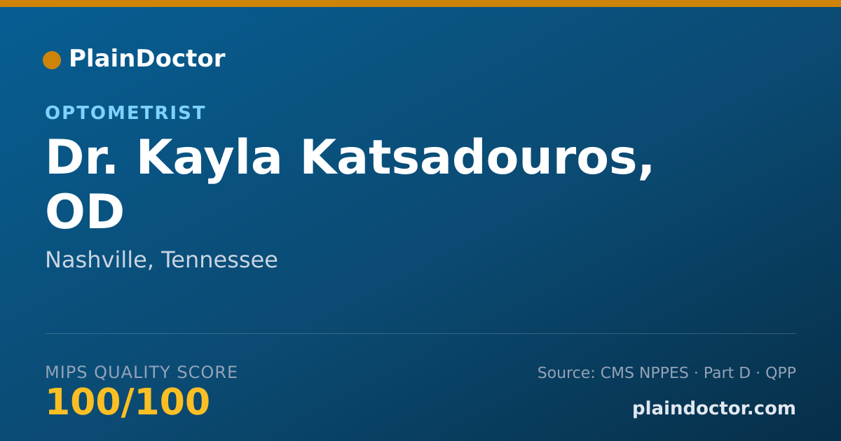 Shareable card for Kayla Katsadouros, OD - Optometrist, Nashville, TN