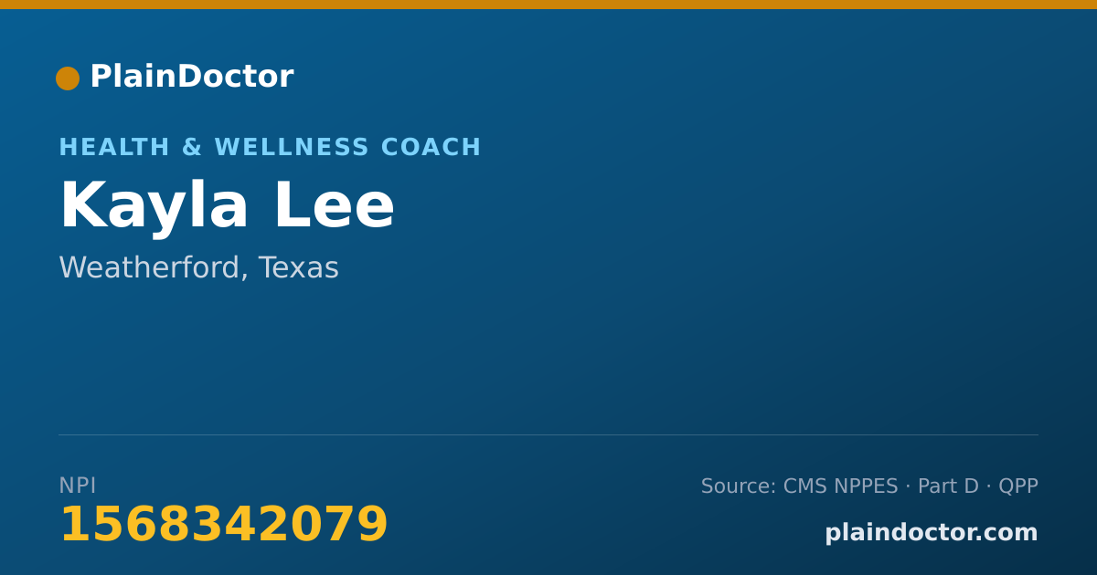 Shareable card for Kayla Lee - Health & Wellness Coach, Weatherford, TX