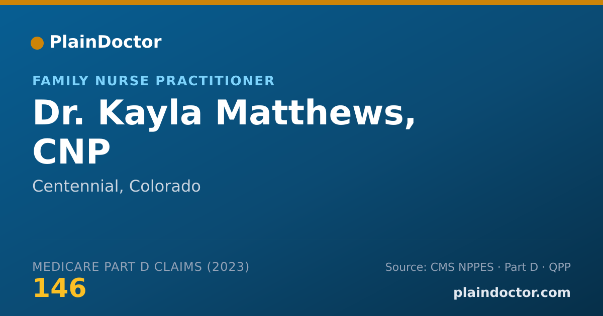 Shareable card for Kayla Matthews, CNP - Family Nurse Practitioner, Centennial, CO