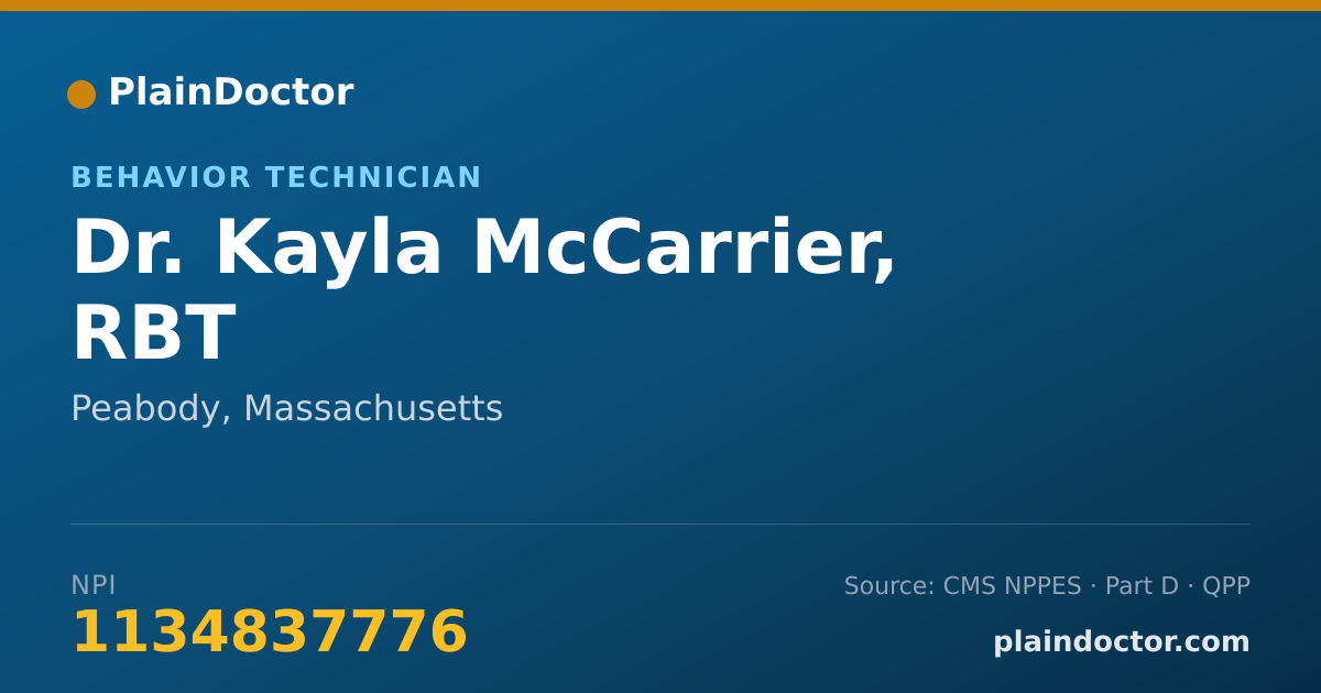 Shareable card for Kayla McCarrier, RBT - Behavior Technician, Peabody, MA