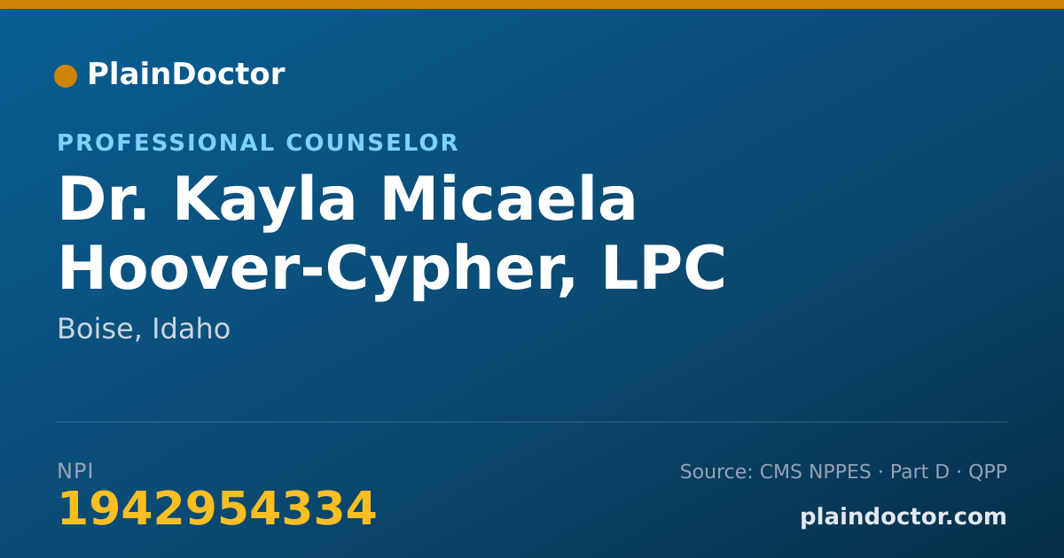 Shareable card for Kayla Micaela Hoover-Cypher, LPC - Professional Counselor, Boise, ID
