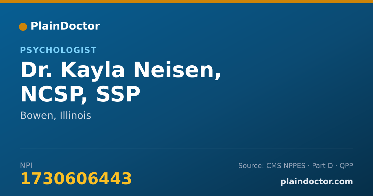 Shareable card for Kayla Neisen, NCSP, SSP - Psychologist, Bowen, IL