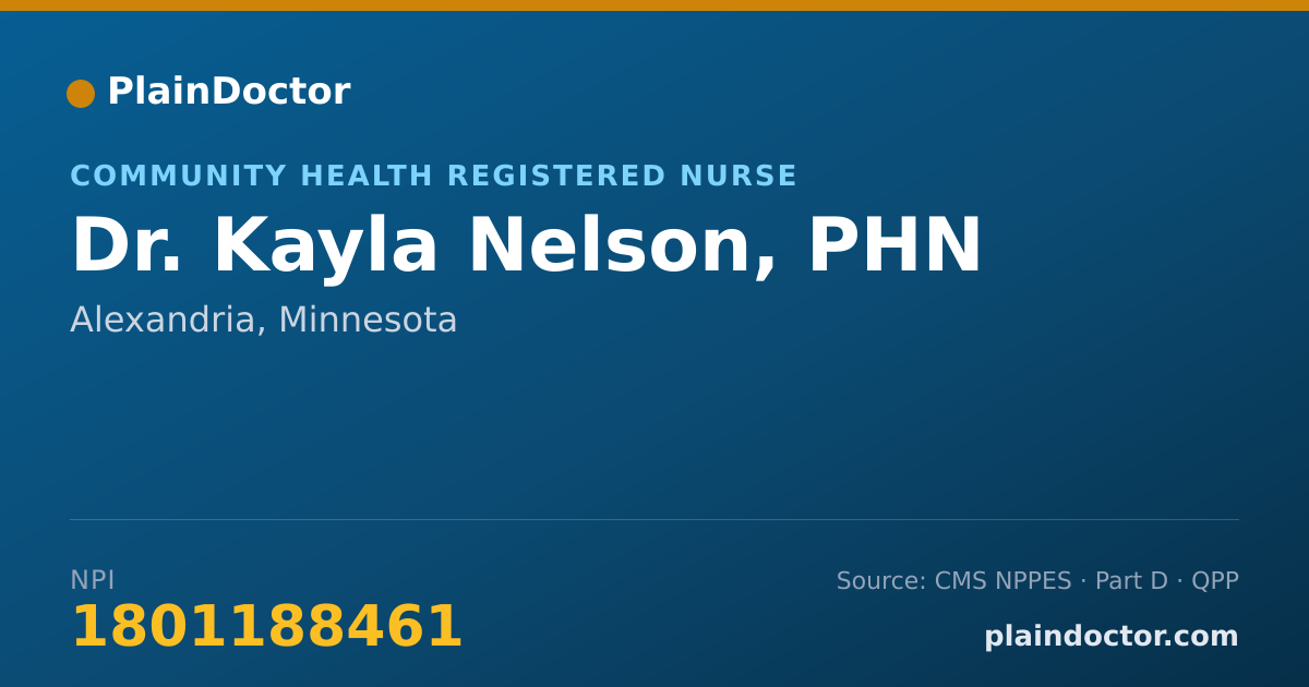 Shareable card for Kayla Nelson, PHN - Community Health Registered Nurse, Alexandria, MN