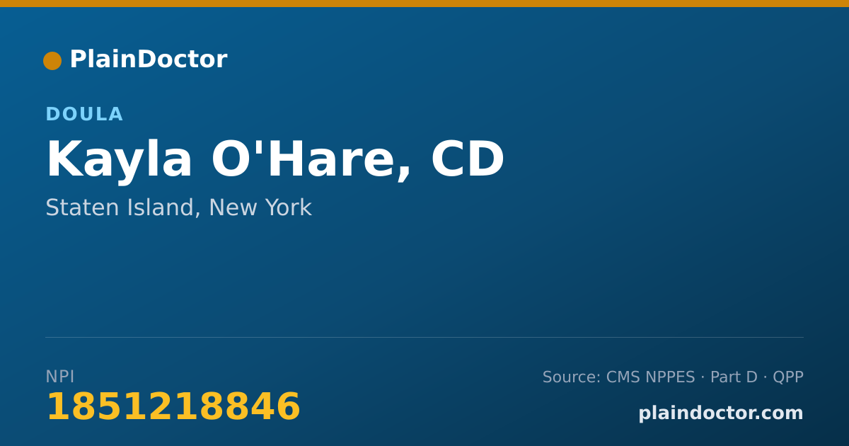 Shareable card for Kayla O'Hare, CD - Doula, Staten Island, NY