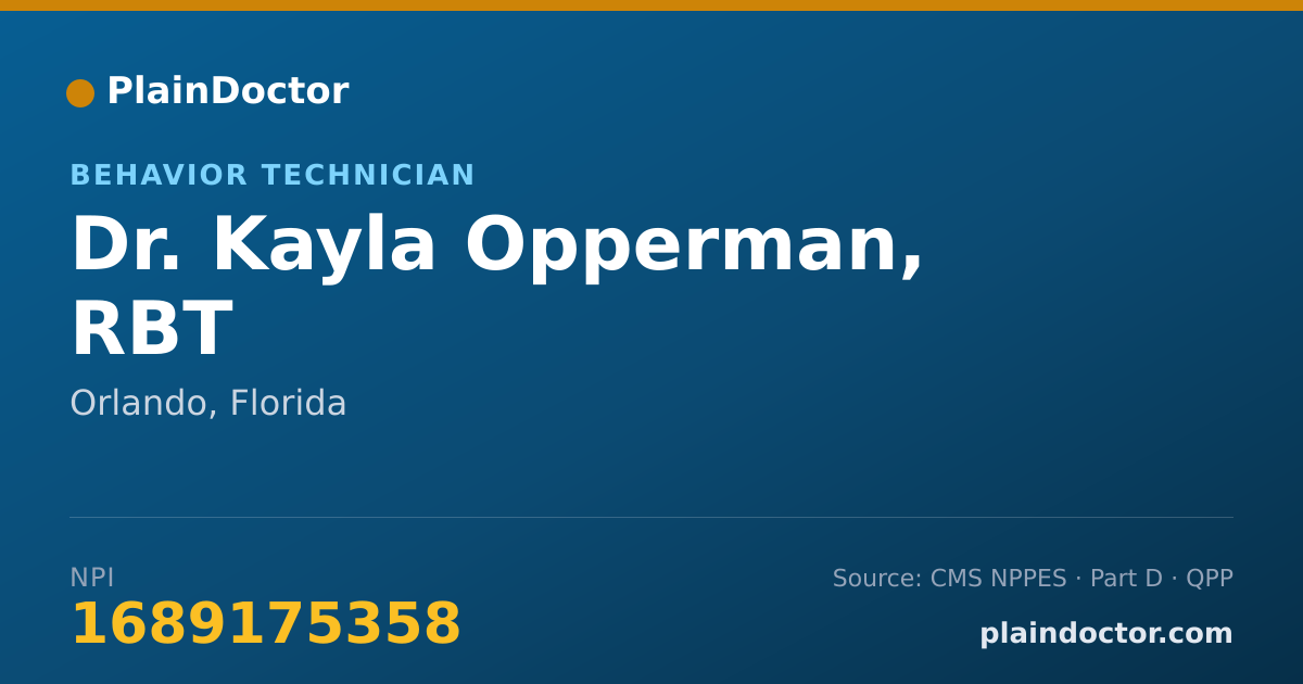 Shareable card for Kayla Opperman, RBT - Behavior Technician, Orlando, FL