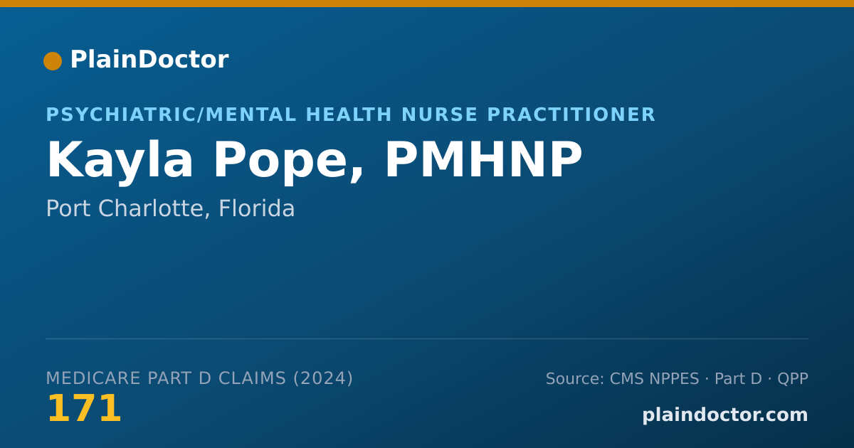Shareable card for Kayla Pope, PMHNP - Psychiatric/Mental Health Nurse Practitioner, Port Charlotte, FL