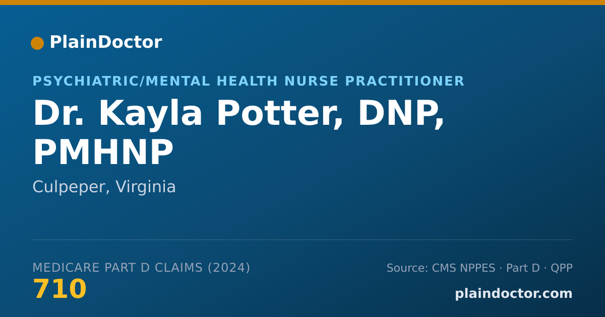 Shareable card for Kayla Potter, DNP, PMHNP - Psychiatric/Mental Health Nurse Practitioner, Culpeper, VA
