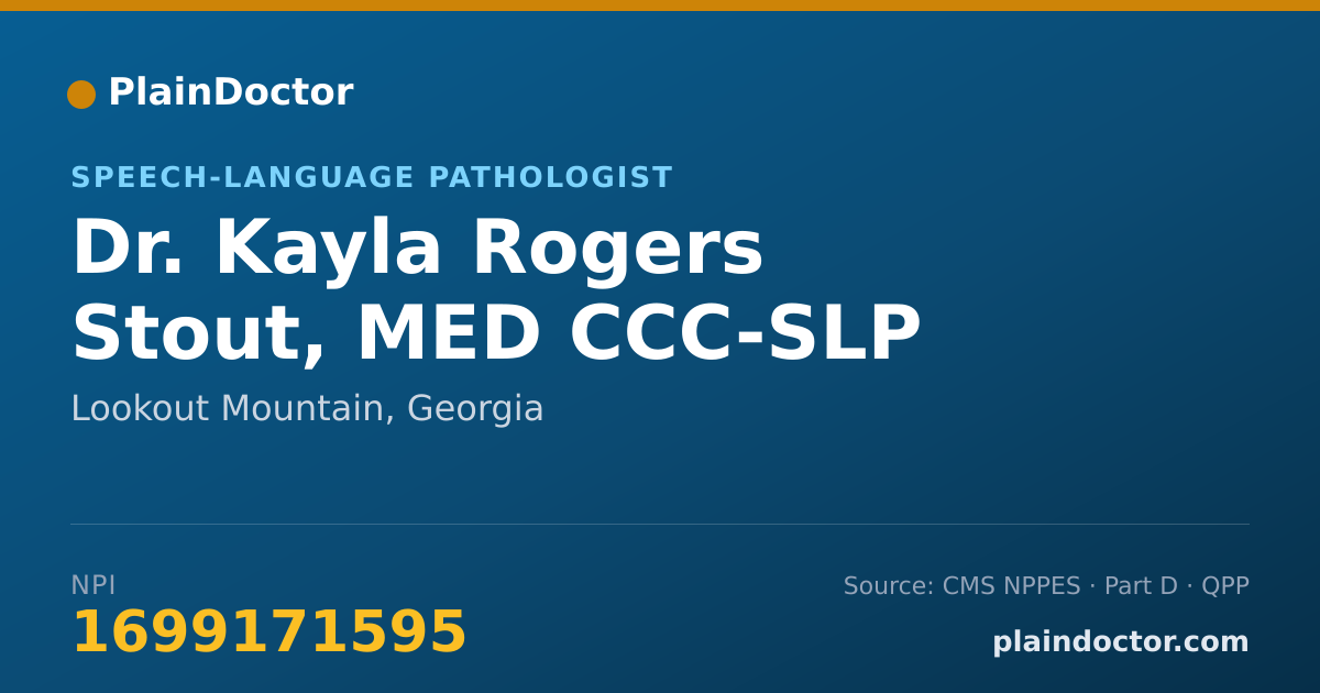Shareable card for Kayla Rogers Stout, MED CCC-SLP - Speech-Language Pathologist, Lookout Mountain, GA