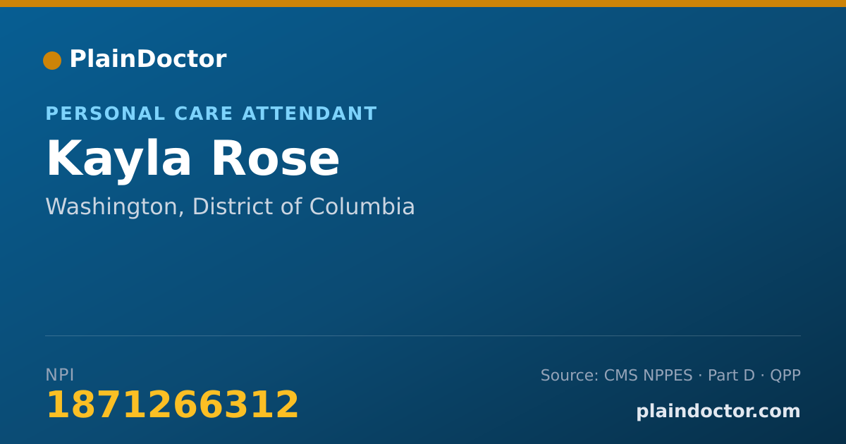 Shareable card for Kayla Rose - Personal Care Attendant, Washington, DC