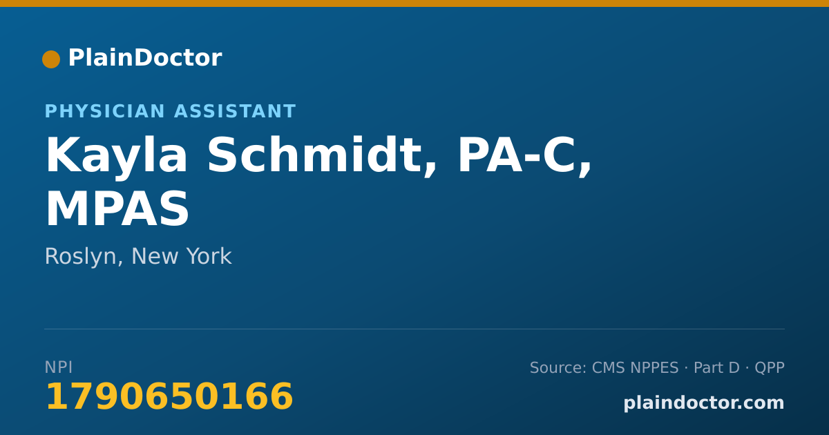 Shareable card for Kayla Schmidt, PA-C, MPAS - Physician Assistant, Roslyn, NY