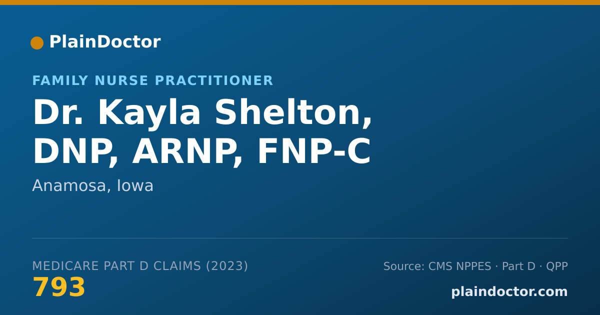 Shareable card for Kayla Shelton, DNP, ARNP, FNP-C - Family Nurse Practitioner, Anamosa, IA