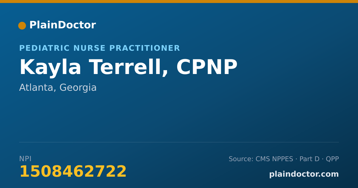 Shareable card for Kayla Terrell, CPNP - Pediatric Nurse Practitioner, Atlanta, GA