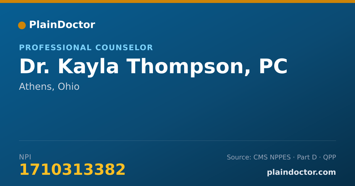 Shareable card for Kayla Thompson, PC - Professional Counselor, Athens, OH