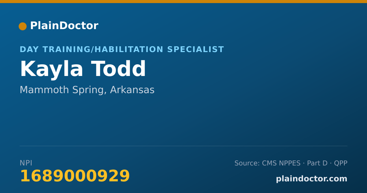 Shareable card for Kayla Todd - Day Training/Habilitation Specialist, Mammoth Spring, AR