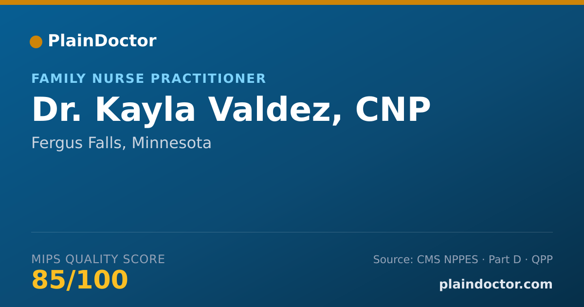 Shareable card for Kayla Valdez, CNP - Family Nurse Practitioner, Fergus Falls, MN