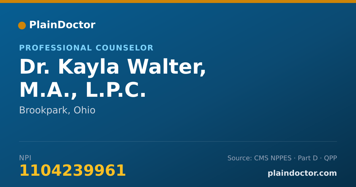 Shareable card for Kayla Walter, M.A., L.P.C. - Professional Counselor, Brookpark, OH