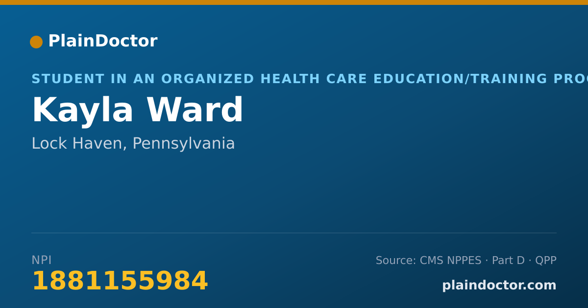 Shareable card for Kayla Ward - Athletic Trainer, Lock Haven, PA