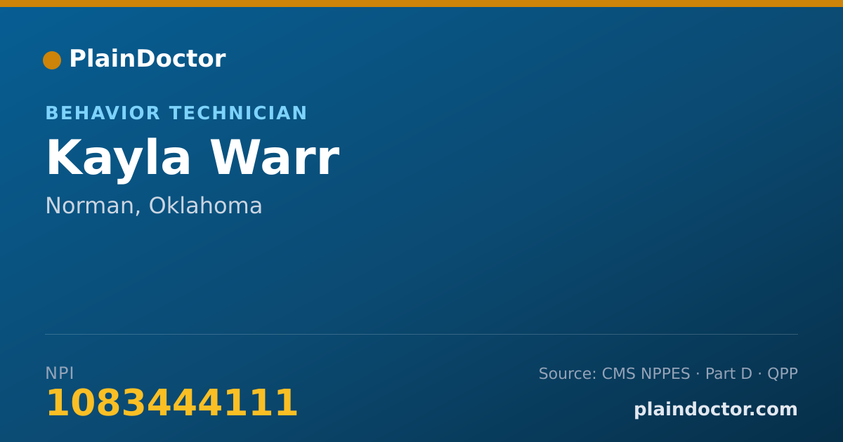 Shareable card for Kayla Warr - Behavior Technician, Norman, OK