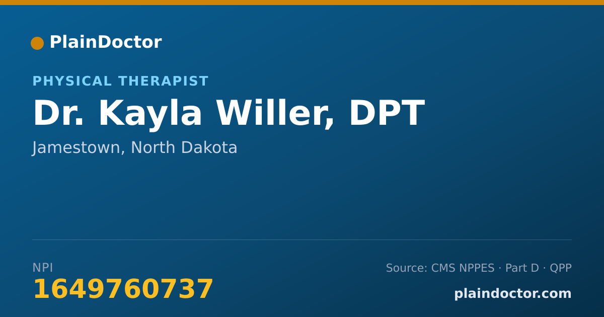 Shareable card for Kayla Willer, DPT - Physical Therapist, Jamestown, ND