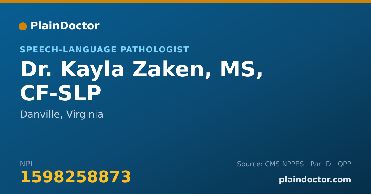 Shareable card for Kayla Zaken, MS, CF-SLP - Speech-Language Pathologist, Danville, VA