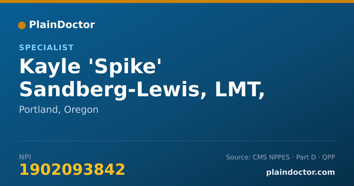 Shareable card for Kayle 'Spike' Sandberg-Lewis, LMT, MA - Specialist, Portland, OR